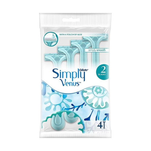 Gillette 吉列 SIMPLY VENUS 雙層絲滑除毛刀 4支/包 雙刀片 拋棄式-PQ美妝