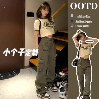 軍綠色休閒長褲美式復古工裝褲