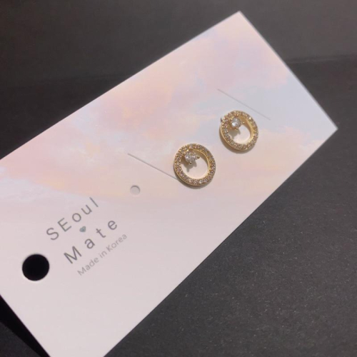 方鑽套圈圈耳針 耳環 飾品