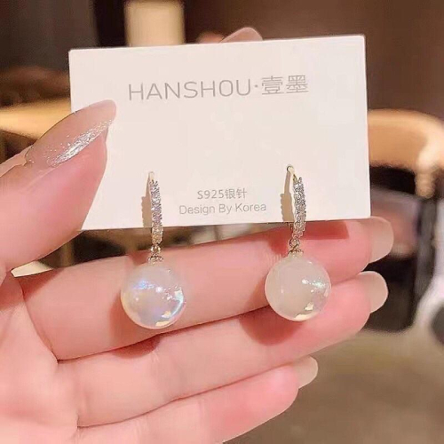 人鱼姬珍珠耳環2023年新款潮韓國氣質網红耳墜耳扣小眾設計感耳飾