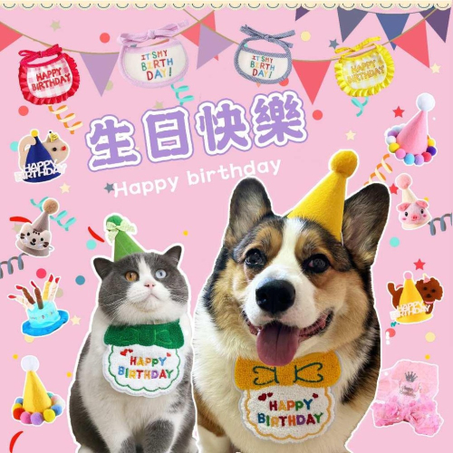 現貨秒出? 寵物生日配件? 寵物生日帽 狗狗生日 貓咪生日 狗生日帽 生日領巾寵物狗狗貓咪帽子領巾圍兜狗聚派對生日快樂