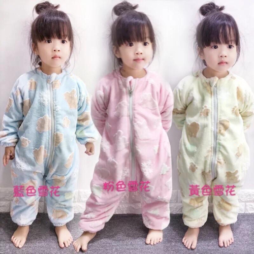 現貨 韓版連身加絨秋冬家居服防踢衣