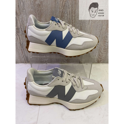 【AND.】NEW BALANCE 327 復古 皮革 運動 女款 藍字/灰字 U327LU/LT