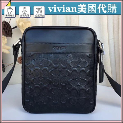 vivian美國代購✨正品 coach 男生公事包 側背包 男包 男士新款壓紋單肩包 斜挎包 文公包