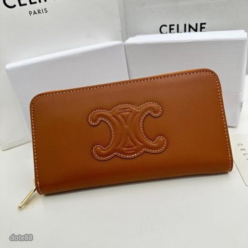 【Celine】賽琳咖啡色男士女士同款錢包手拿包手抓包夾包經典標志簡約大容量多卡槽多隔層拉鏈封口多功能適合上班出門必備