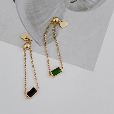 洛莉 ? 百搭方形鋯石 黑綠兩色可選 SS0306