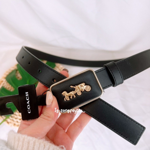 美國代購??台灣現貨 Coach 馬車方釦皮帶