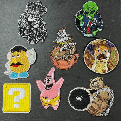 現貨刺繡 瑪麗兄弟問號 彈頭先生 派大星 外星人 朋克大熊 刺繡