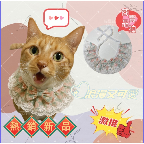 【台中現貨】超可愛❤️田園蕾絲圍脖 貓咪圍脖 貓咪裝飾
