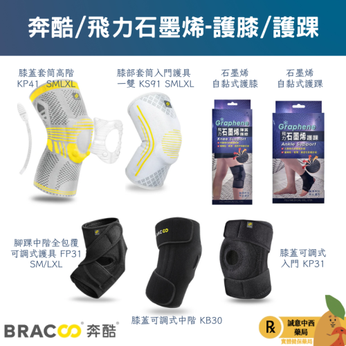 【誠意中西藥局】奔酷 護膝套/膝部套筒/膝蓋可調式 KP31/KP41/KB30/KS91/FP31 飛力石墨烯