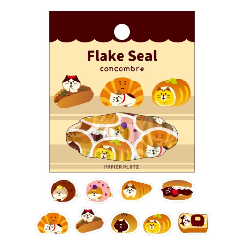 【文具室務】日本 Papier Platz concombre 貼紙包 麵包店 Flake Seal 51-633 貼紙