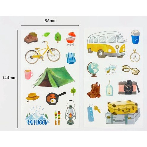 【文具室務】日本 Pine Book 露營 貼紙 手帳素材 拼貼 日本製 帳篷 旅行 腳踏車 裝飾貼紙