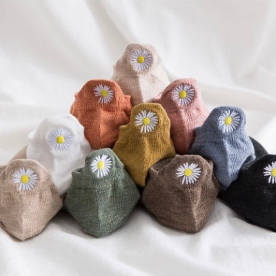 ［酷妞妞］春夏薄款小雛菊刺繡船襪（共10色）