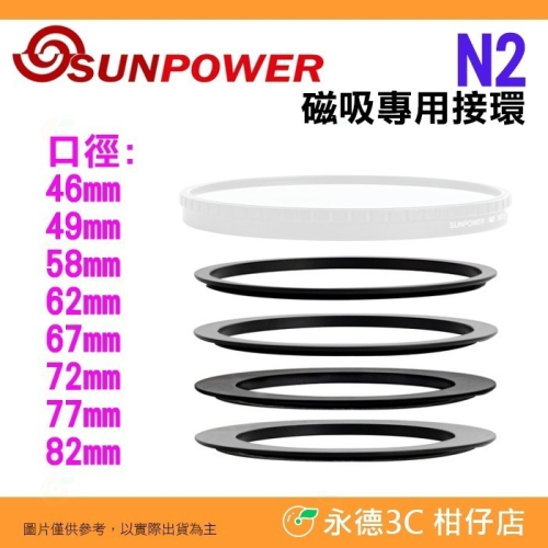 ? 出清特價 SUNPOWER N2 磁吸專用轉接環 49mm 62mm 77mm 濾鏡 湧蓮公司貨 支架 鋁合金