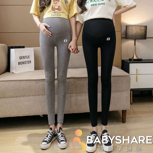 台灣現貨 莫代爾小貓徽章孕婦內搭褲 可調節式腰圍 孕婦褲 孕婦裝 BabyShare時尚孕婦裝【J16053】