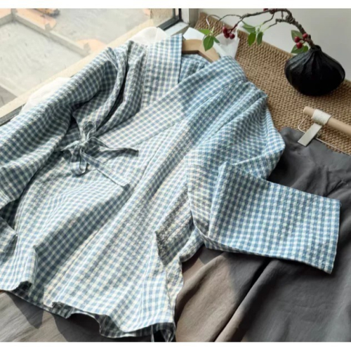｜春日醒｜方寸之間?日常漢服改良式漢服明制交領橫臥領長袖防曬外套格紋日常通勤春夏