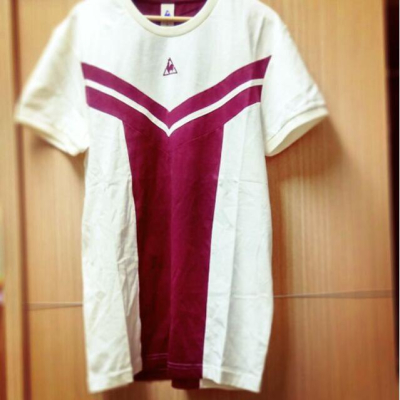 Le coq sportif Y字型 短袖 酒紅白 運動休閒