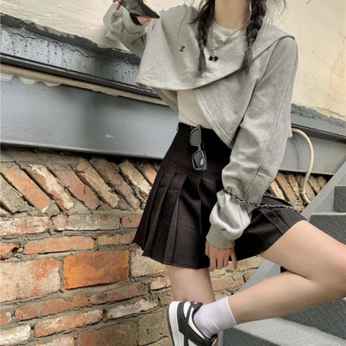????｜實拍*設計感不規則交叉短款兩件式上衣☁️現貨+預購