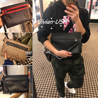 vivian美國代購✨正品 coach 男士手包 手拎包 大手拿包 文件包 手腕包 F38588 附購證 男包 男皮包