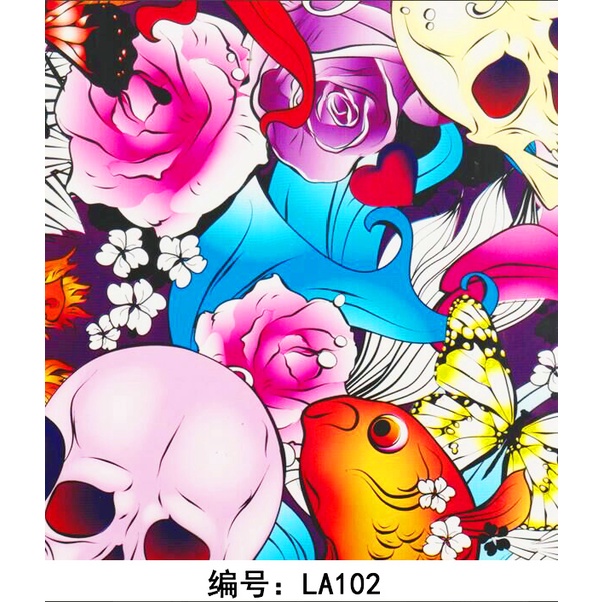 水轉印膜 極道骷髏 LA102 50cm寬 水添色水轉印