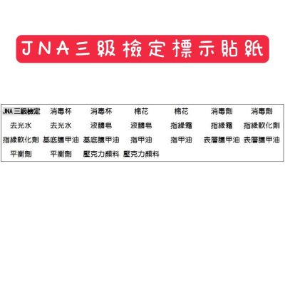 （現貨）JNA國際美甲師三級檢定標示貼紙