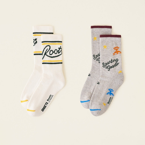 RS代購 Roots專櫃全新正品優惠Roots大童-復古翻玩系列 獎盃元素踝襪(兩入組) 滿額贈送袋子