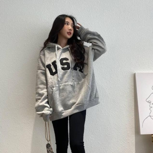 USA(6色) 內磨毛 萬年不敗 連帽韓T 大學T 帽T