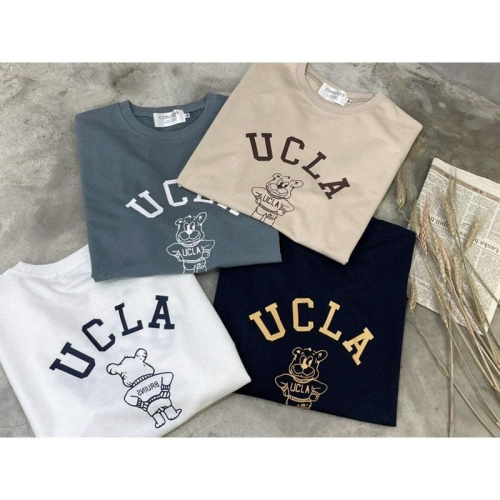 【A1043】正韓寬鬆短洋裝 UCLA小熊 情侶裝 短袖上衣 一件式洋裝 寬鬆洋裝 棉質洋裝