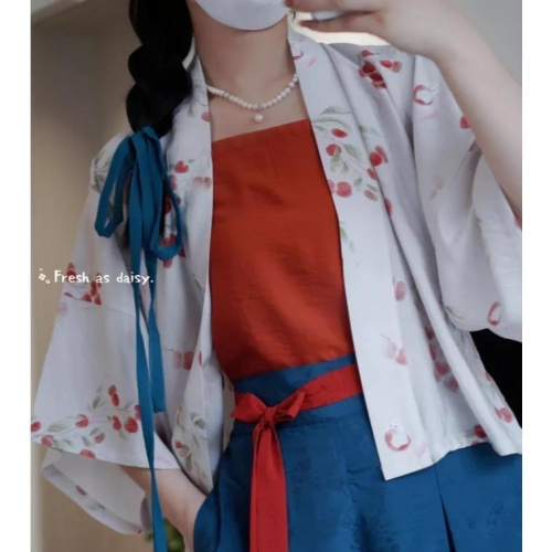 ｜春日醒｜小狐?改良式漢服日常漢服漢服女裝漢服上衣開衫對襟衫宋制貉袖春夏少女