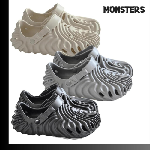 2023 台灣公司貨 厚4公分 指紋鞋 洞洞 EVA 拖鞋 戶外 踩屎感 防水 monsters 厚實 一體成形