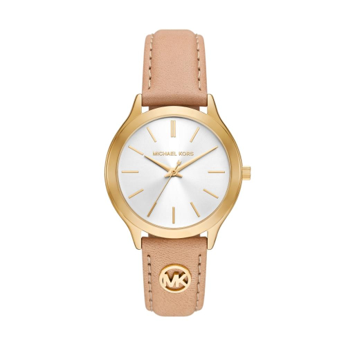 Michael Kors SLIM RUNWAY系列簡約優雅粉色皮帶女錶 手錶(MK7533) 附提袋
