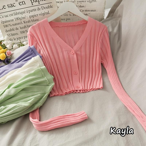現貨+預購?免運? 坑條短版長袖針織外套 A0866 #Kayla.girl #少女愷拉