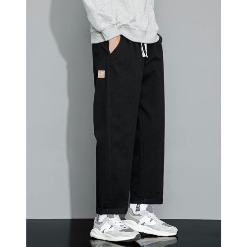 #8011 冬季加絨闊腿工裝寬鬆直筒褲