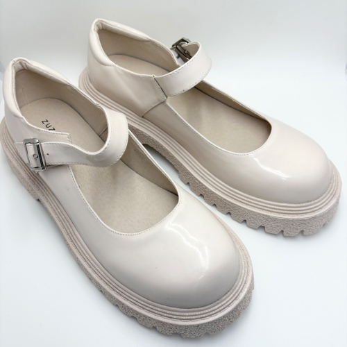 全新米白漆皮亮面瑪莉珍厚底鞋｜甜酷顯高5cm｜40偏小適合39