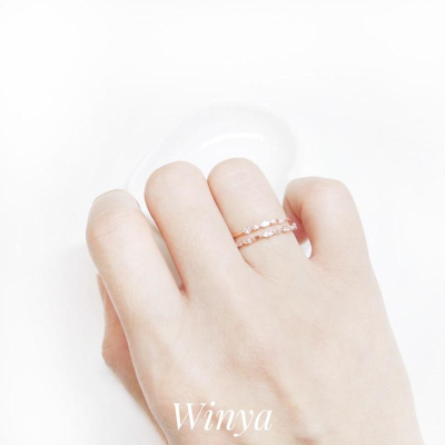 【winya 韓國飾品 現貨 】正韓 璀璨滿水晶雙排戒 水晶戒指 限量現貨
