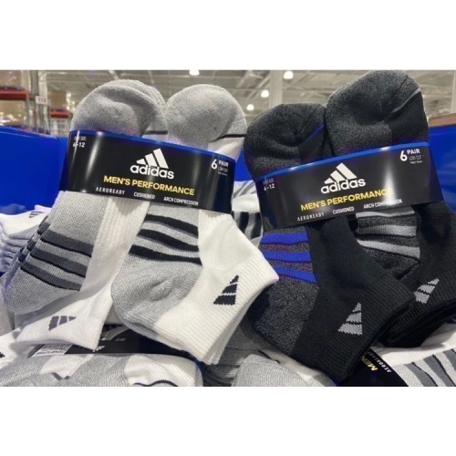 ?現貨特價！ADIDAS愛迪達男運動短襪六入 適合鞋子尺寸:US6~12-吉兒好市多COSTCO代購