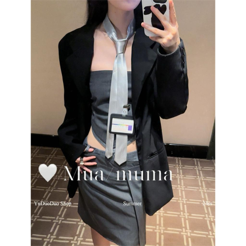 ??????｜隔日到貨｜小眾高級感自制窄長條領帶女時髦個性復古絲巾韓版學院風手打領巾
