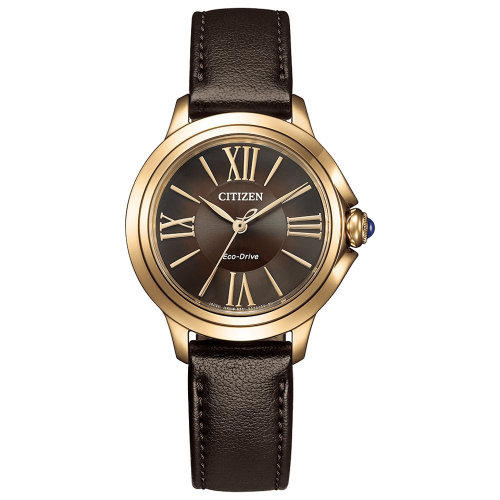 CITIZEN L系列咖啡色面盤玫瑰金光動能手錶 EM1163-09X 禮物 附提袋