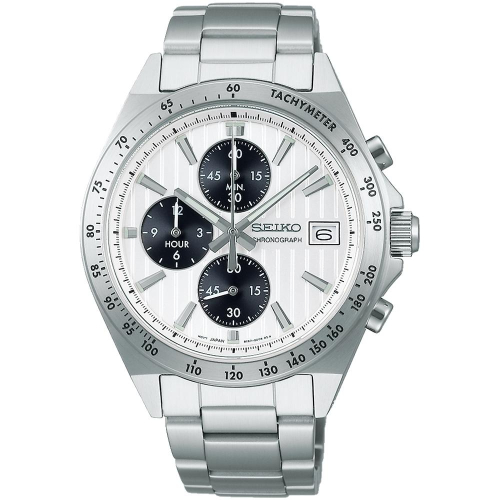 SEIKO 精工 CS系列條紋面錶盤賽車計時腕錶-41mm(8T67-00Y0S/SBTR039J)