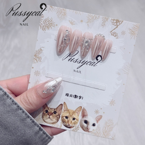 漸層魔鏡粉蝴蝶鑽【台灣現貨實拍】純手工美甲片｜手工穿戴甲