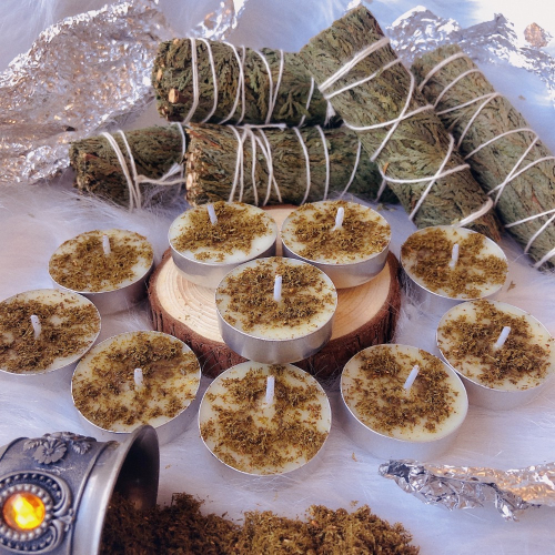 強大淨化負能量與保護力 鼠尾草海鹽蠟燭 秘魯聖木蠟燭 灌注白色之光能量 療癒 冥想