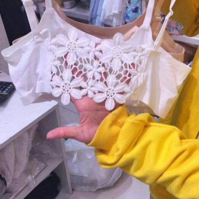 【現貨】冰絲涼感蕾絲美背內搭半身內衣小可愛※附襯墊/白/膚/黑色 ::: i-MelOn ::: 100%韓國空運 正韓