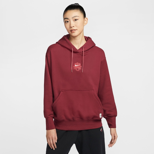 【WS】NIKE NSW CNY HOODIE 女款 酒紅 刺繡 運動 休閒 長袖 連帽 帽T HV8461-677