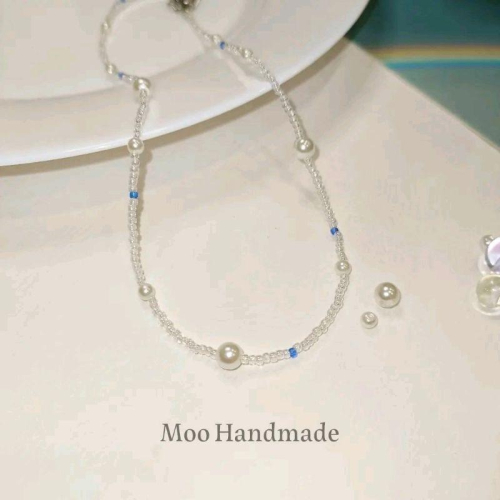 ⁣【moo._.handmade】深藍之淚 客製化手作珍珠串珠項鍊