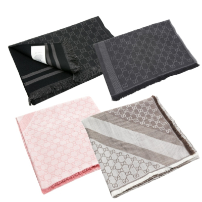 【GUCCI 古馳】 GUCCI 流蘇斜紋雙色流蘇方型披巾/長型圍巾 __DVSHOP 保證正貨 台灣現貨不用等