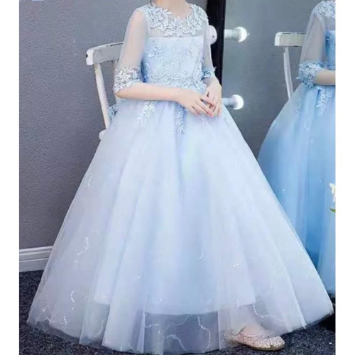 9-10歲（135cm-150cm)近全新禮服，穿過一次，非常漂亮?萬眾矚目✨9.9新！Elsa藍?