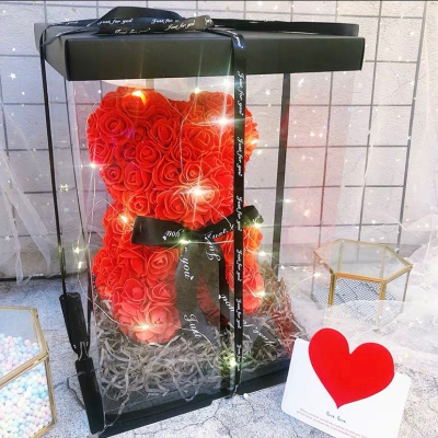 【GIFTME5台灣現貨】40cm最精美 玫瑰花熊 永生花熊 生日禮物 情人節禮物 聖誕禮物 永生花