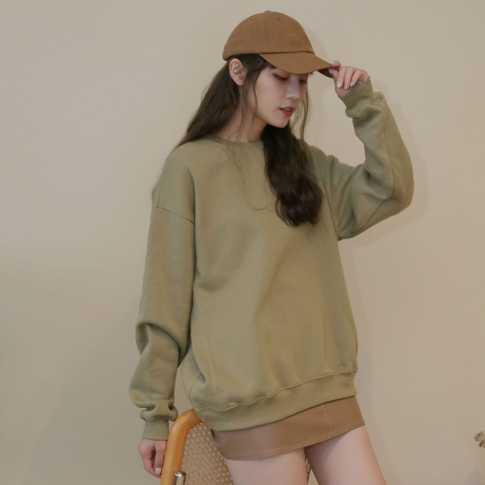 【Our Studio】內刷毛貼布拼接大學T 灰色 灰藍色 抹茶色 焦糖色 黑色 薰衣紫色(現貨)
