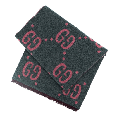 【GUCCI 古馳】 GUCCI 大雙G雙面色圍巾 [灰/粉] __DVSHOP 保證正貨 台灣現貨不用等