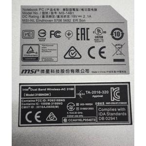MS-14B1 MSI NB 故障筆記型電腦 零件機 鍵盤 螢幕 網卡 微星 model 機殼 外蓋 電池